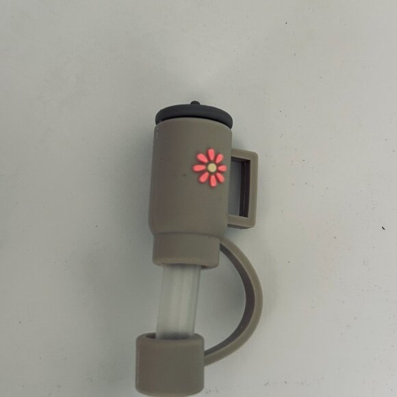 Grey and Pink Tumbler Strawtopper - Picture 2 of 2